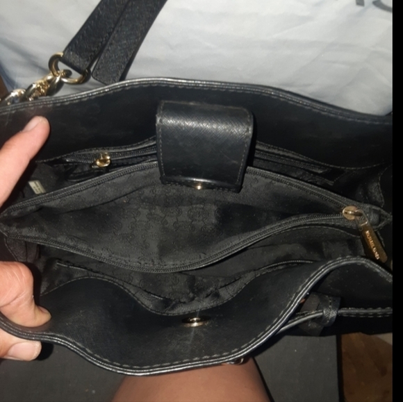 Michael Kors Hamilton Black Leather Sholder Bag Satchel - Picture 7 of 8